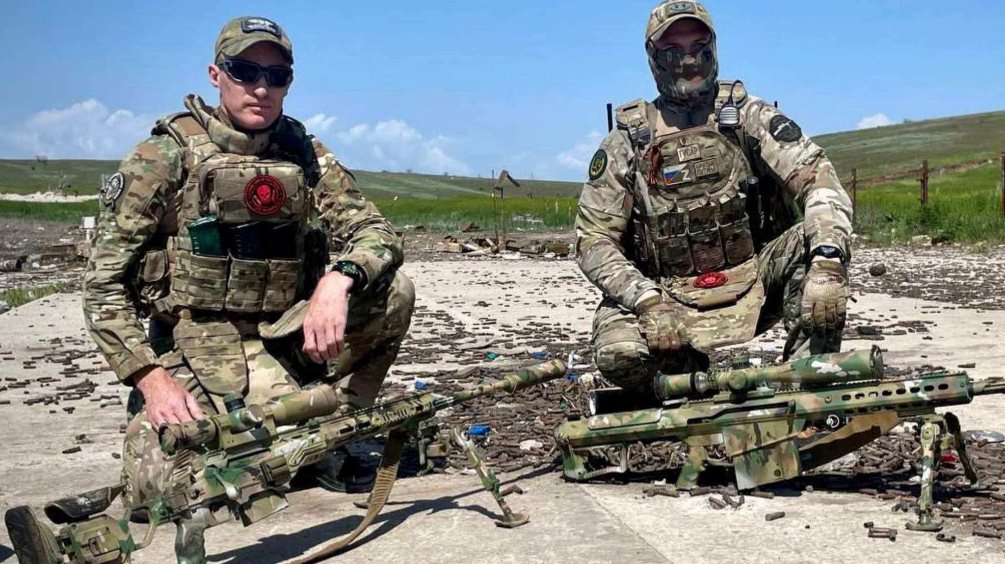 Photo posted on Telegram shows Russian snipers with Canadian rifle, left.